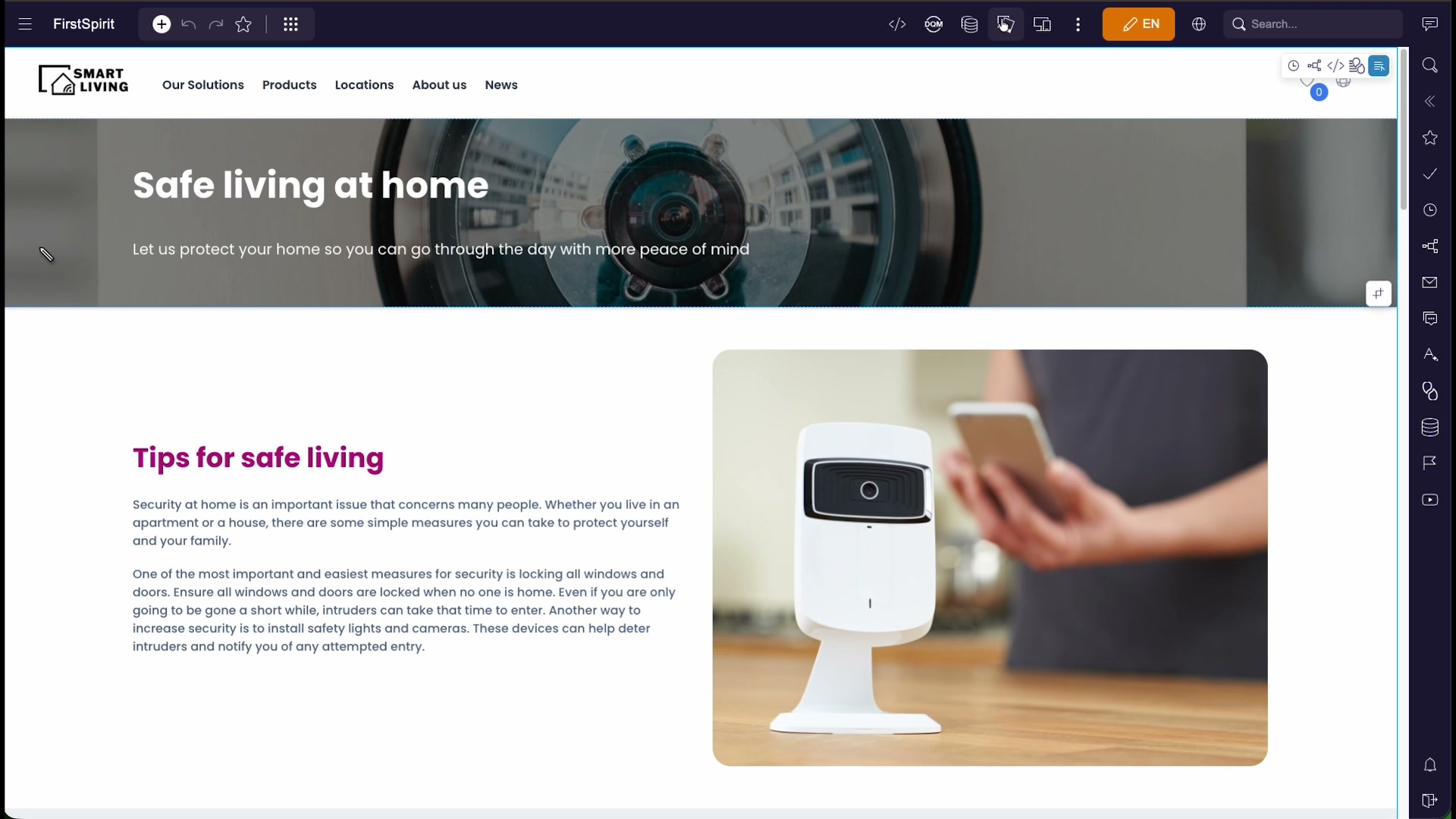 A published-style page preview in ContentCreator showing a managed image placed into the layout