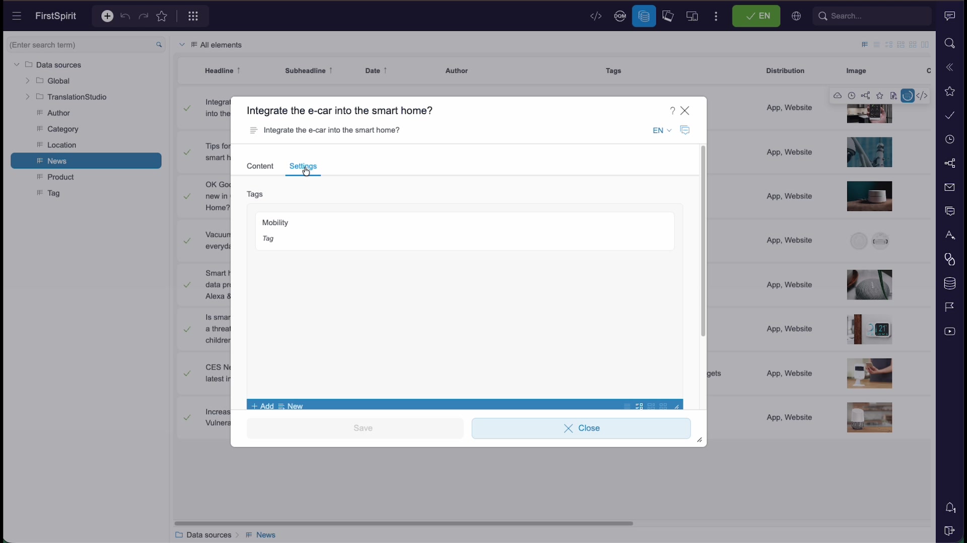 A data source table of entries with an entry open for editing in a dialog