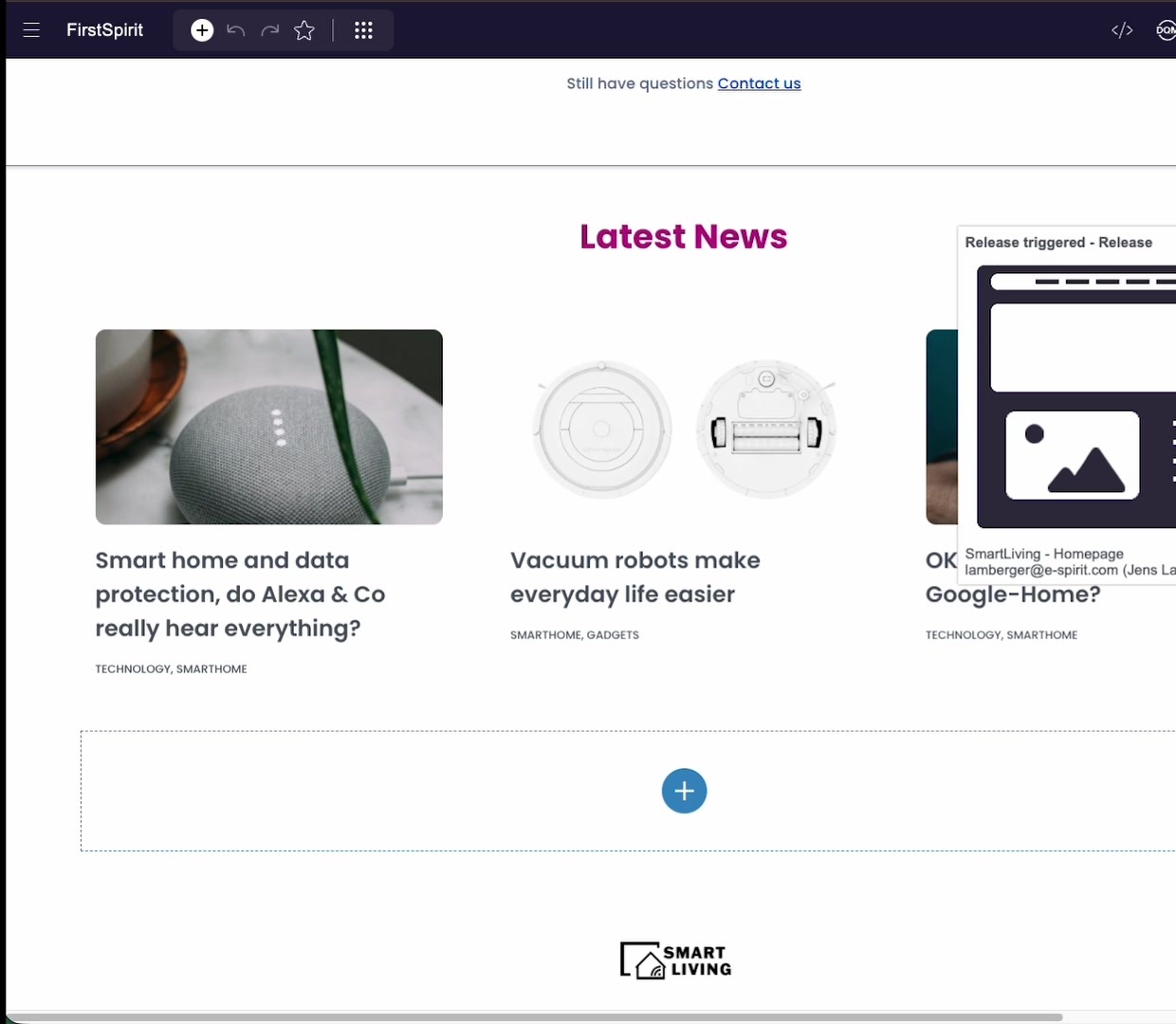 A Latest News section on a page showing several article cards pulled from datasets